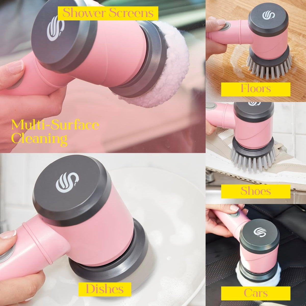 Swan x Lynsey 5-in-1 Cordless Spin Scrubber – Pink