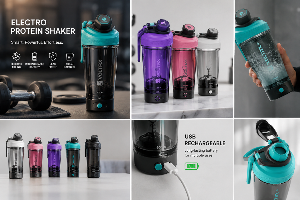 VOLTRX Shaker Bottle, Gallium USB C Rechargeable Electric Mixer